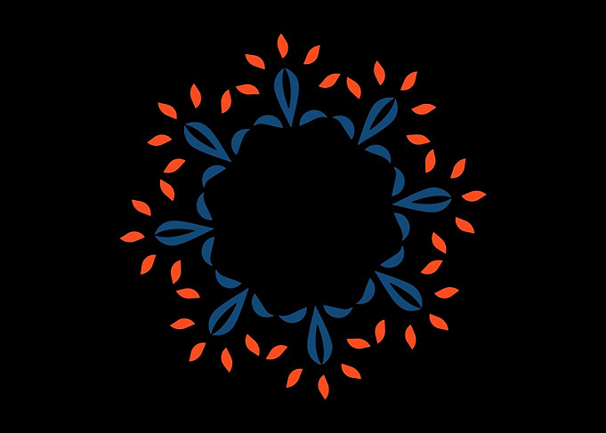 Abstract Floral Mandala on Black