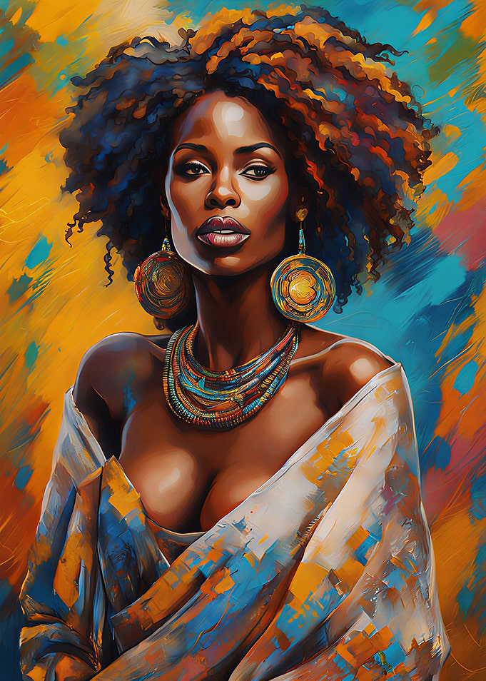 African Woman Portrait with Abstract Background