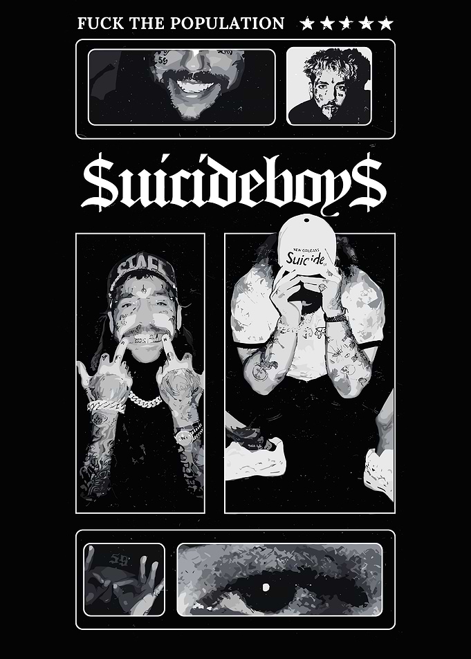Suicideboys Black and White Poster