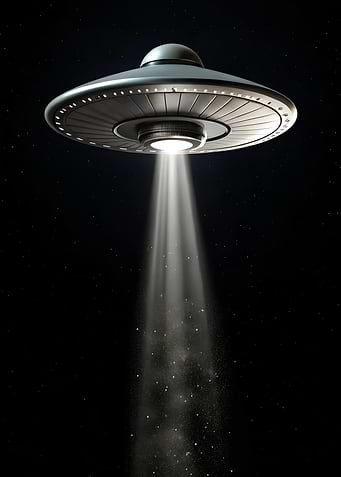 UFO with beam of light