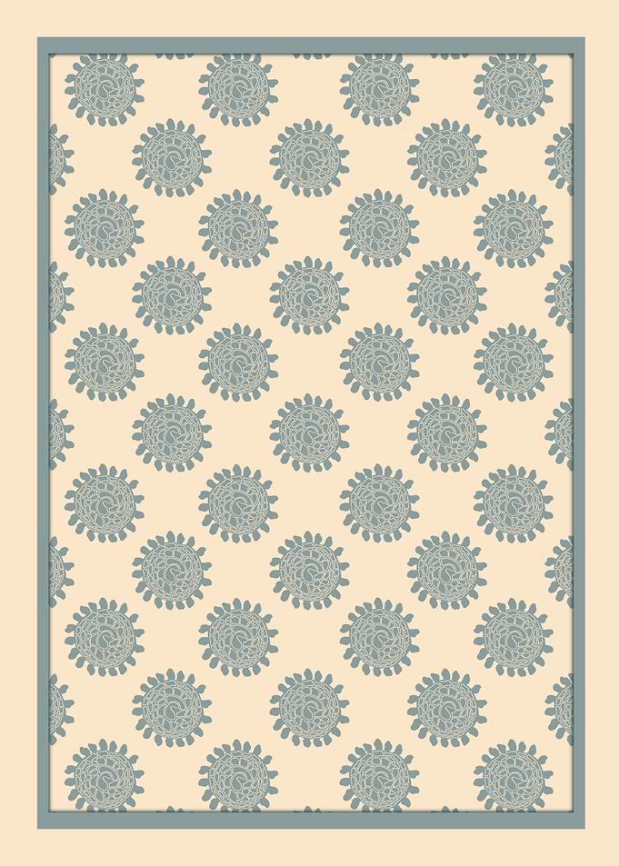Blue Floral Medallions | Modern Patterned Wall Art by © Fezzyboo