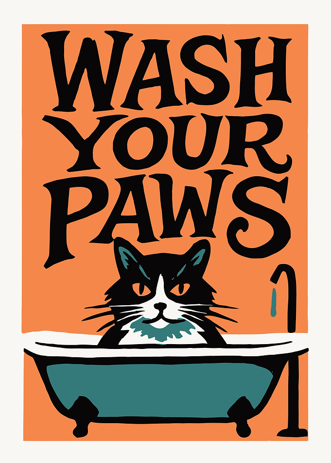 Wash Your Paws Cat Art
