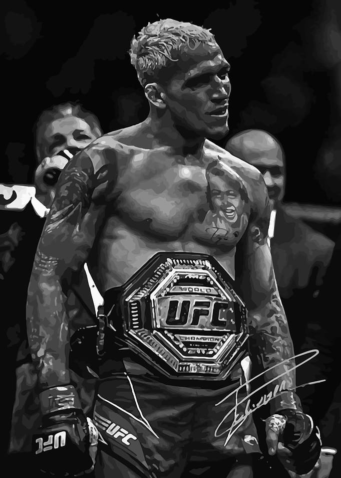 Fighter Charles Oliveira Black and White