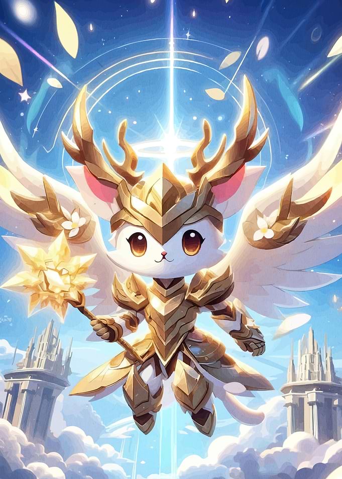 Armored Cat Angel Star Wand