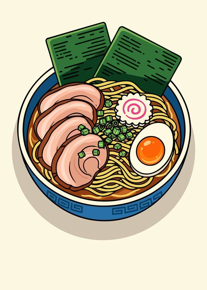 Delicious Ramen Bowl Illustration