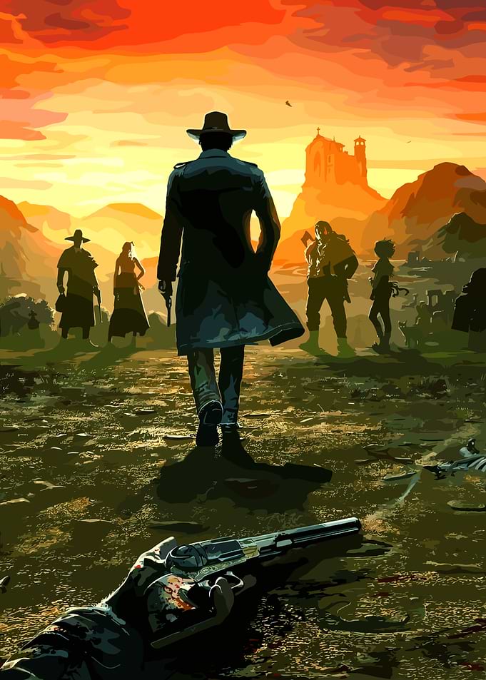 Western Showdown at Sunset