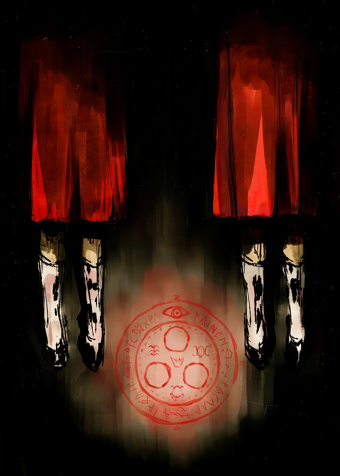 Mysterious Figures with Occult Symbol