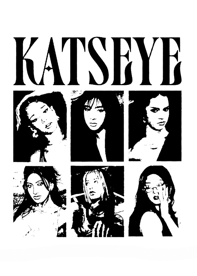 Katseye Black and White Portrait Collage