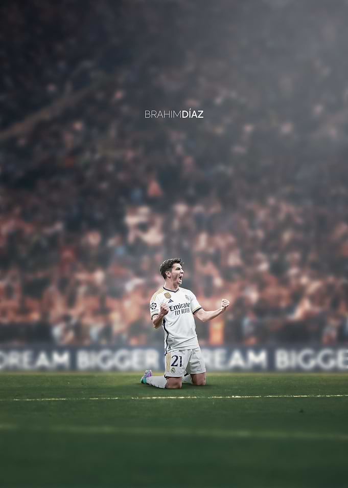 Brahim Díaz Celebration on Football Field