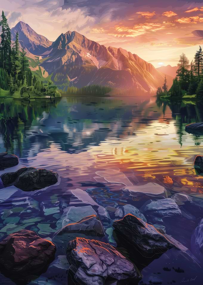 Mountain Lake at Sunset