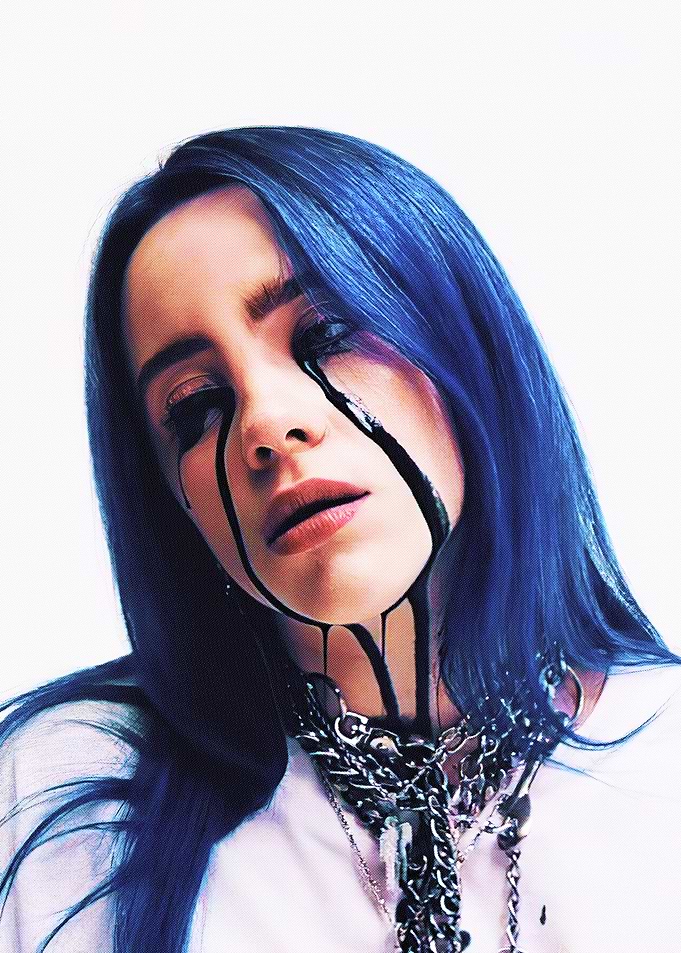 Billie Eilish with black tears