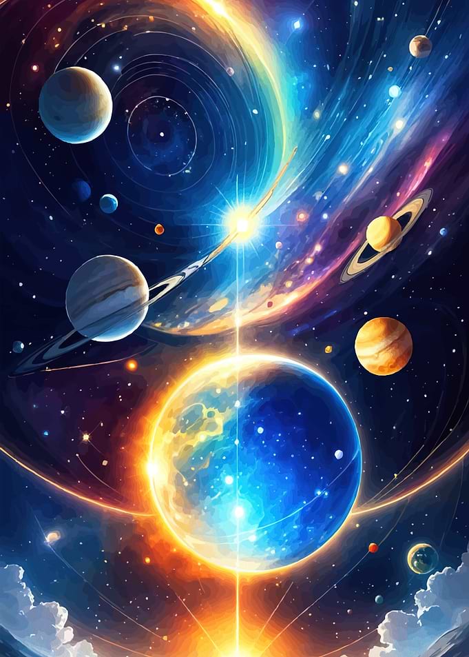 Colorful Planets Space