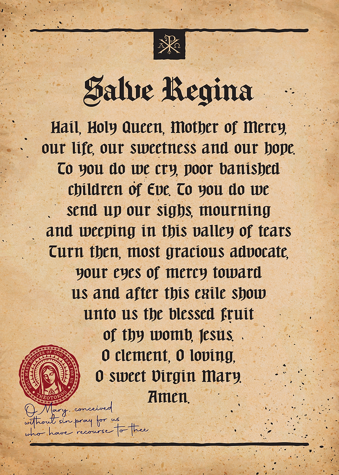 Salve Regina Prayer on Parchment
