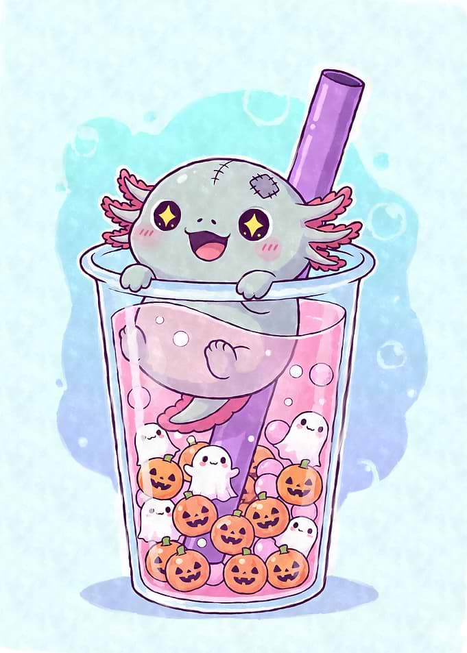 Axolotl Zombie Bubble Tea Halloween
