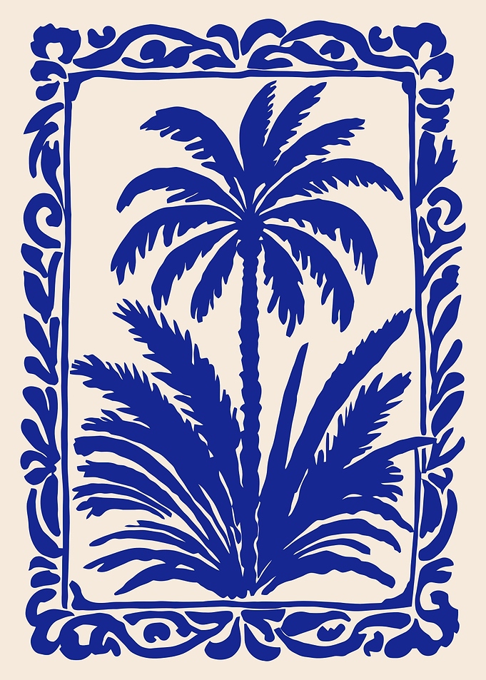 Blue Palm Tree Art Print
