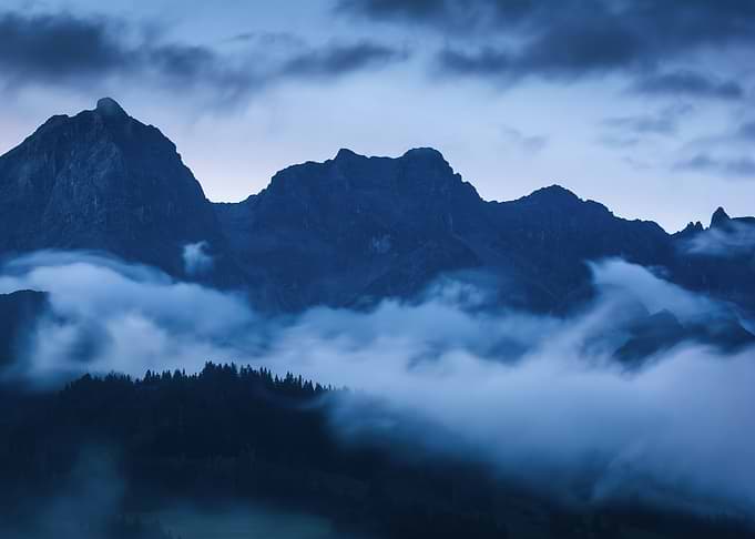 Misty Blue Mountain Landscape