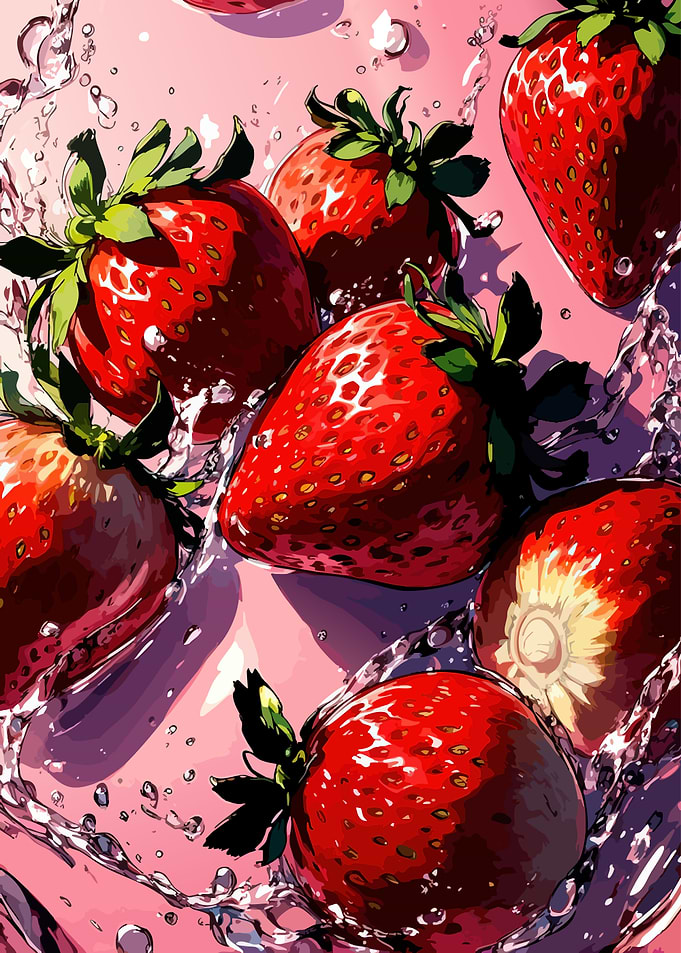 Fresh Strawberries in Water Splash