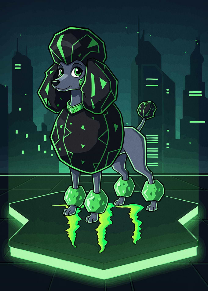 Cyberpunk Poodle Neon Accents