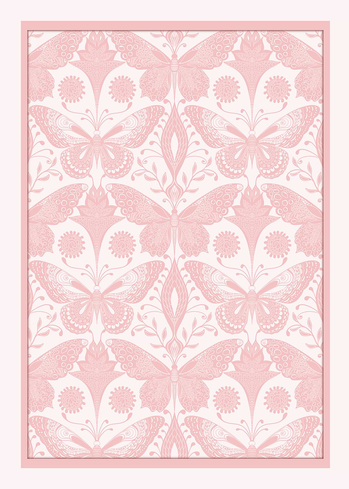 Pink Butterfly Garden | Elegant Symmetrical Wall Art by © Fezzyboo