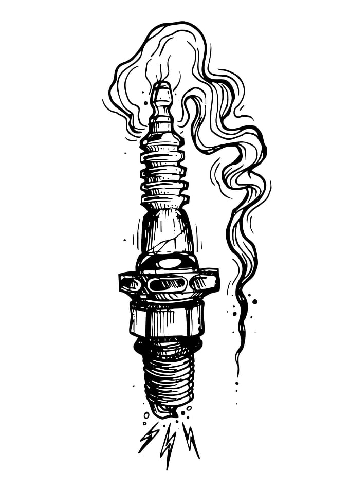 Smoking Spark Plug Illustration