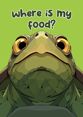Hungry Turtle Cartoon Illustration