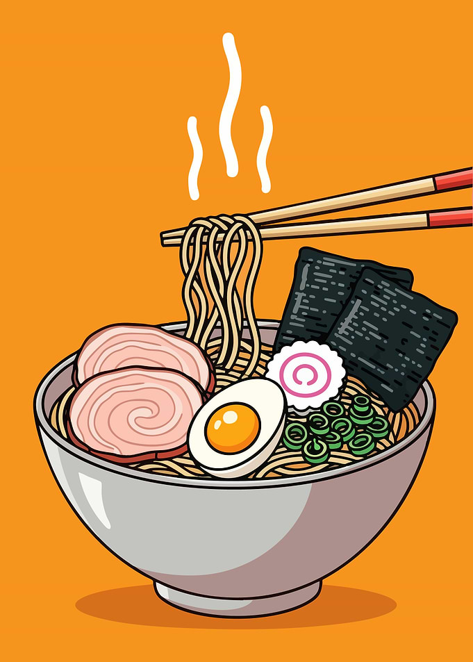 Delicious Ramen Bowl Illustration