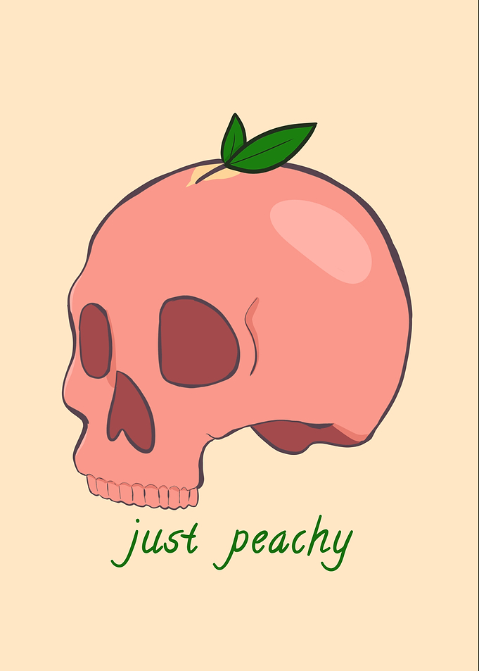 Peach Skull 'Just Peachy' Illustration