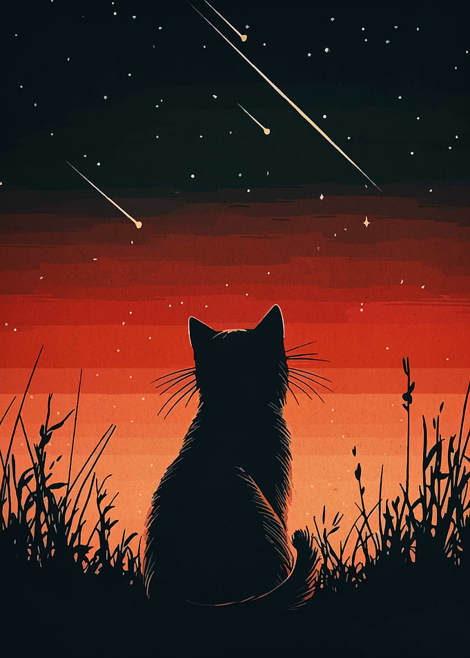 Cat Watching Shooting Stars