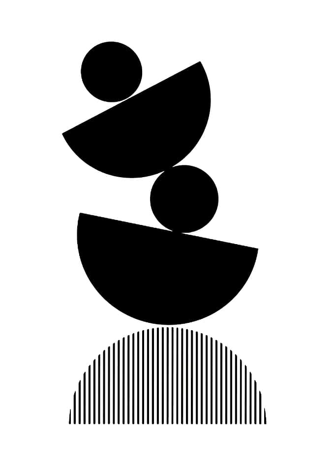 Abstract Geometric Black and White Composition