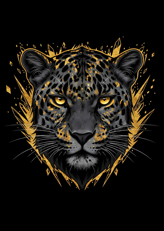 Black Spotted Jaguar: Golden Crystal Crown