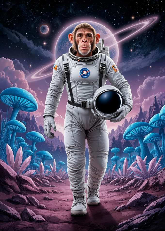 Monkey Astronaut on Alien Planet