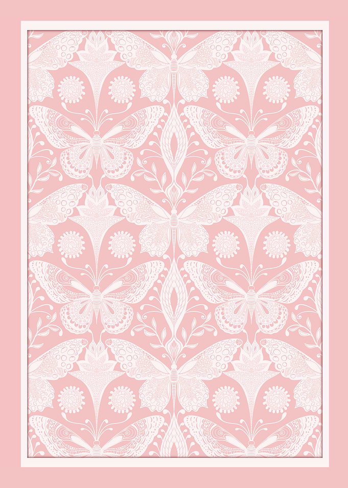 White Butterfly Elegance on Pink | © Fezzyboo
