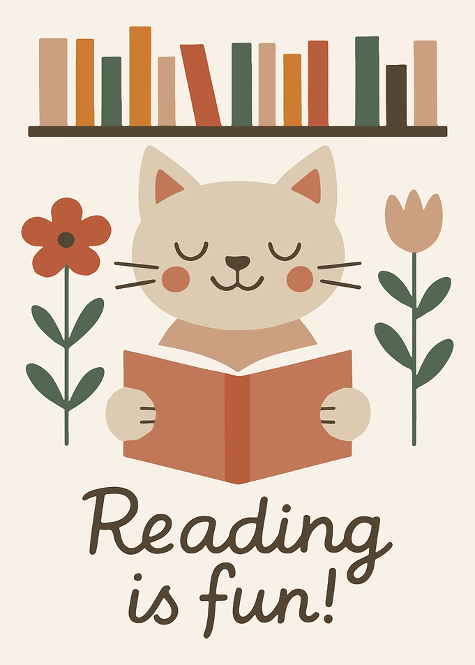 Cat Reading Book Illustration