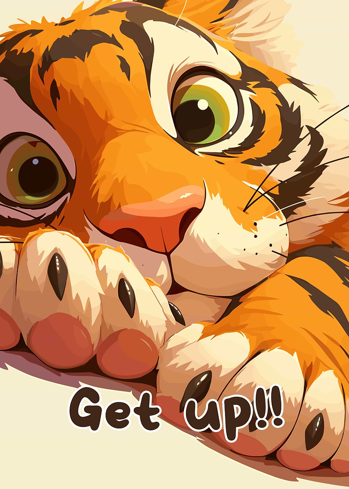 Cartoon Tiger 'Get up!!'