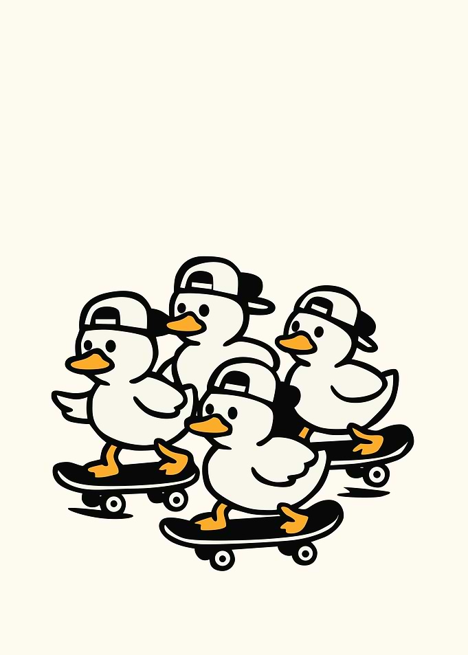 Skateboarding Ducks Cartoon