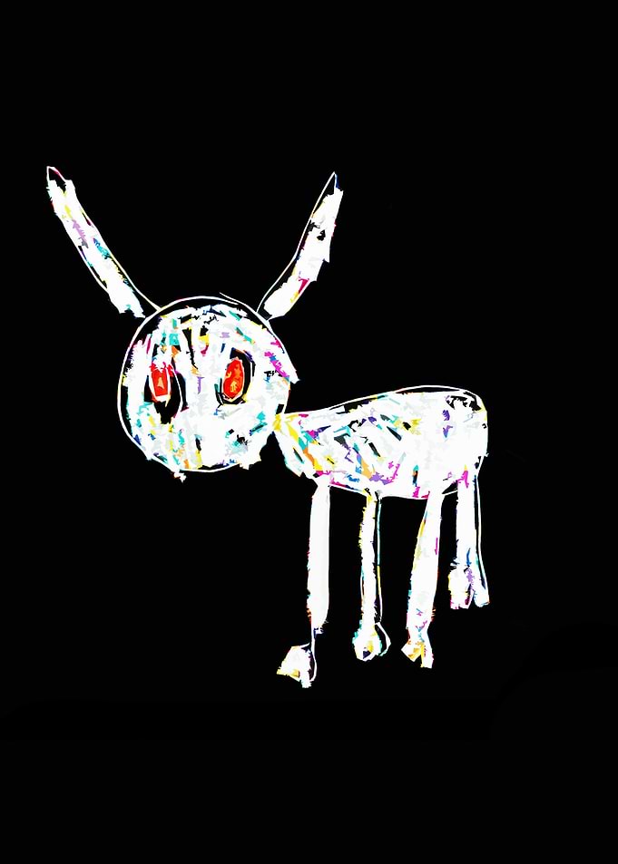 Abstract Animal Drawing on Black Background