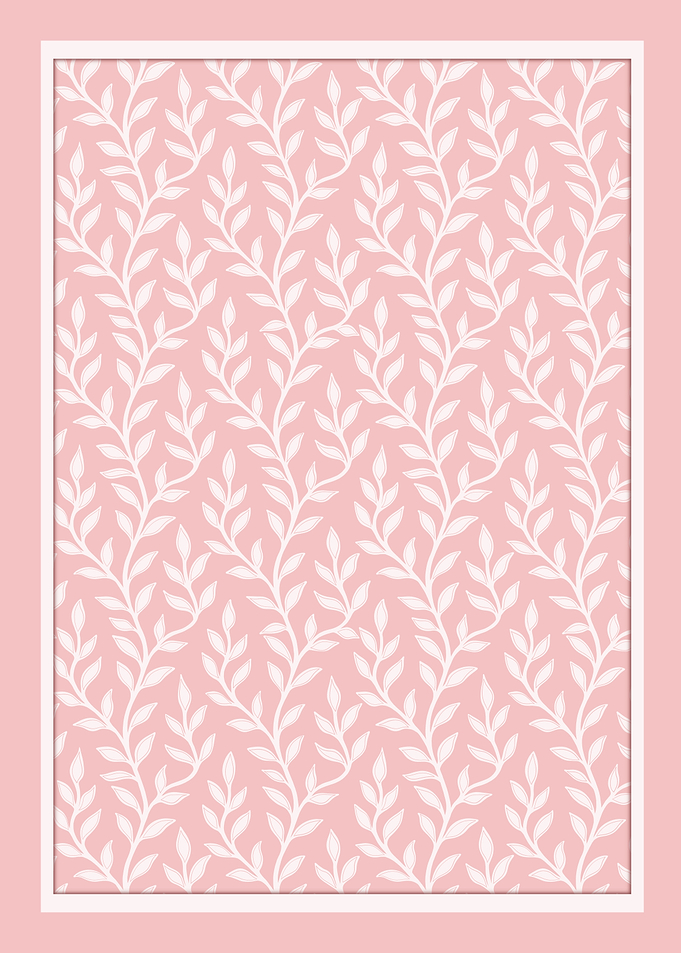White Botanical Sprigs on Pink | © Fezzyboo