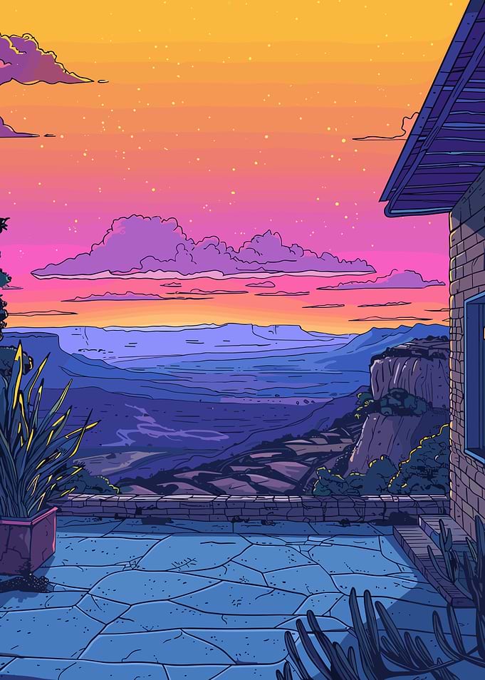 Sunset Landscape from a Terrace