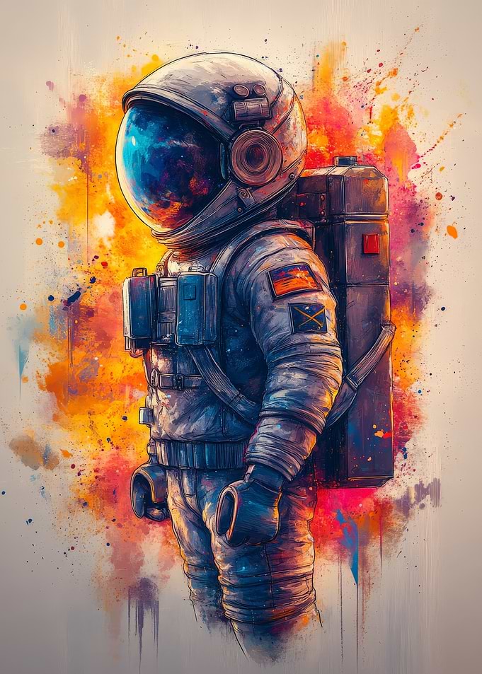Astronaut in Space Suit with Splashes