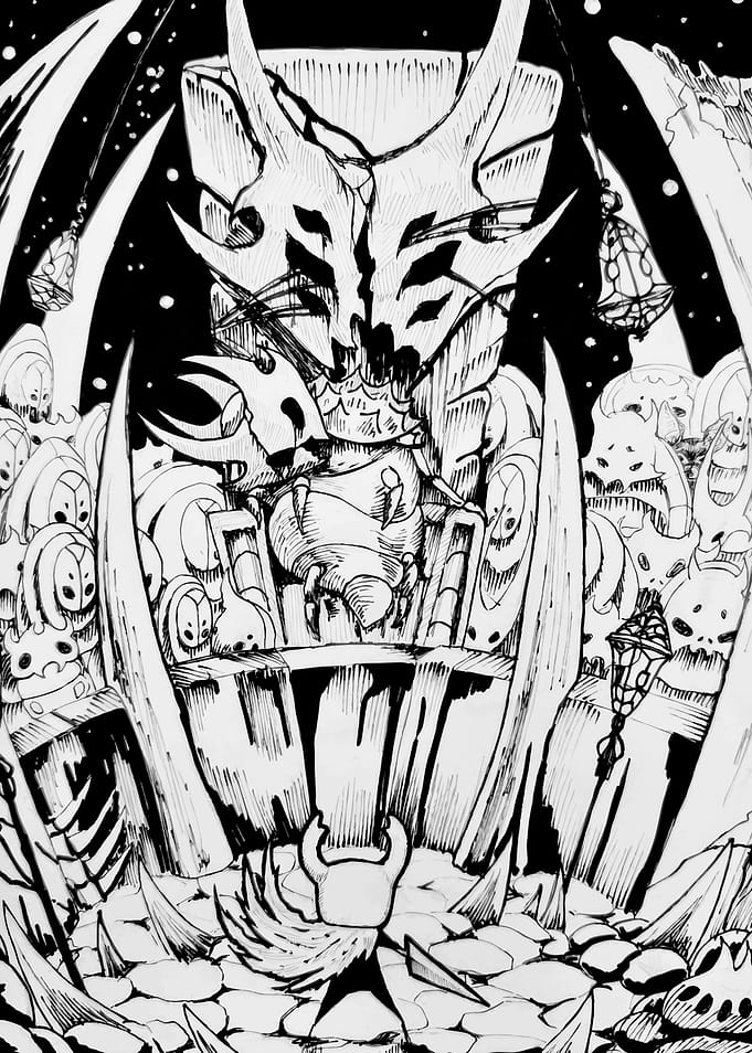 Hollow Knight Throne Ink Drawing