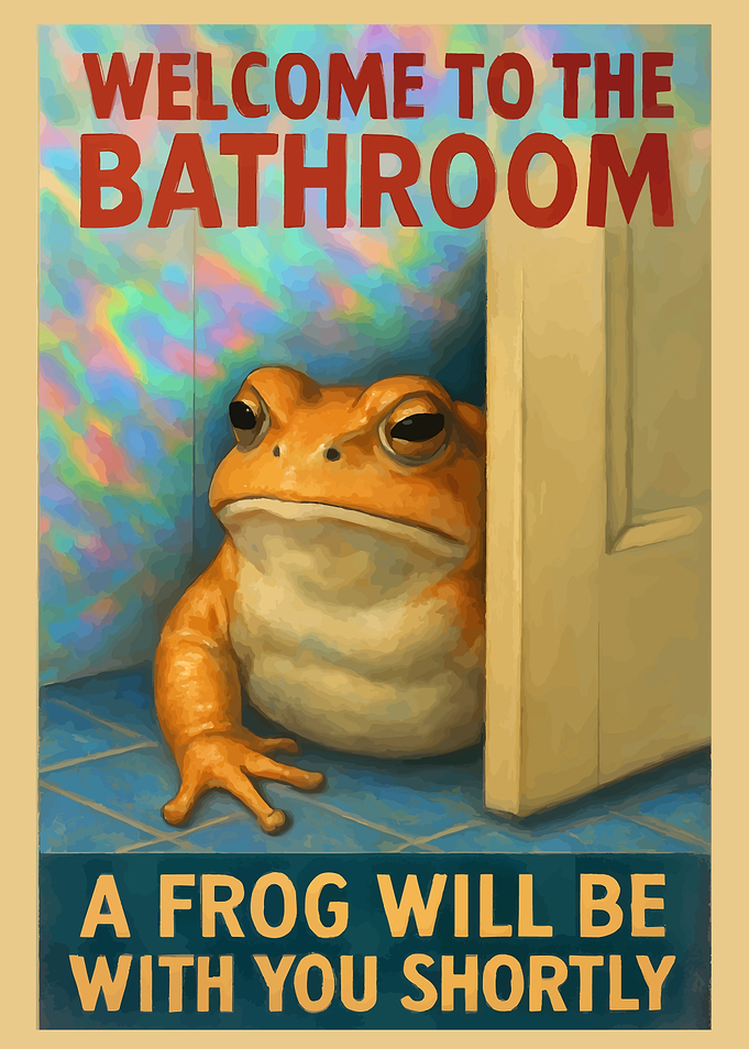 Welcome to the Bathroom Frog Poster