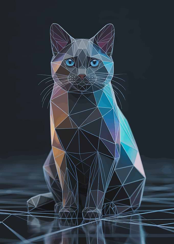 Geometric Cat Digital Art