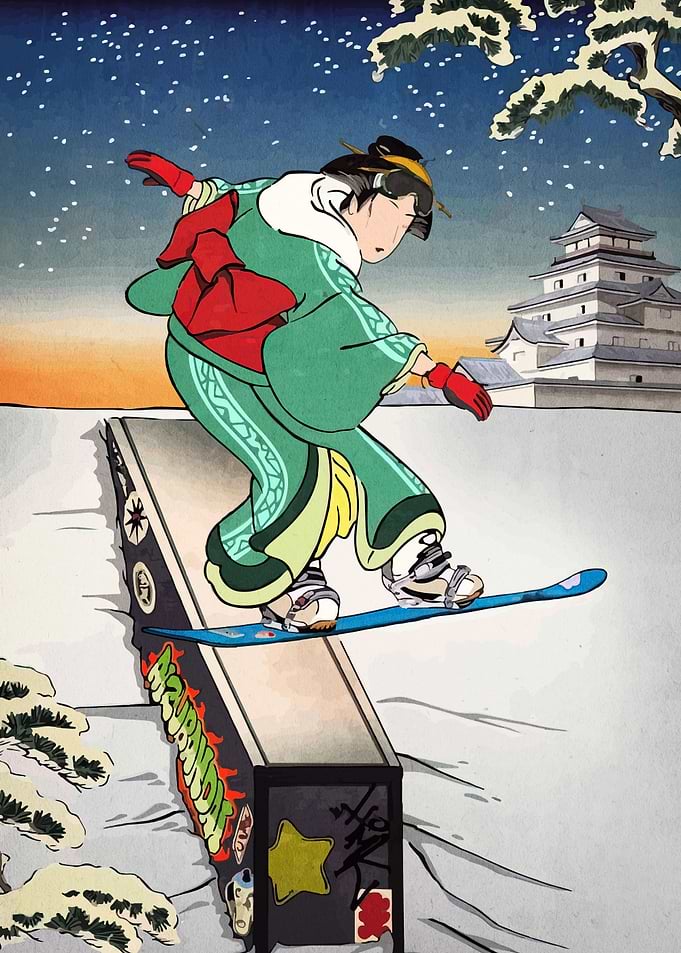 Ukiyo-e Snowboarder