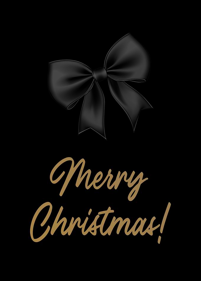 Moody Black and Gold Merry Christmas | Dark Academia Holiday Art