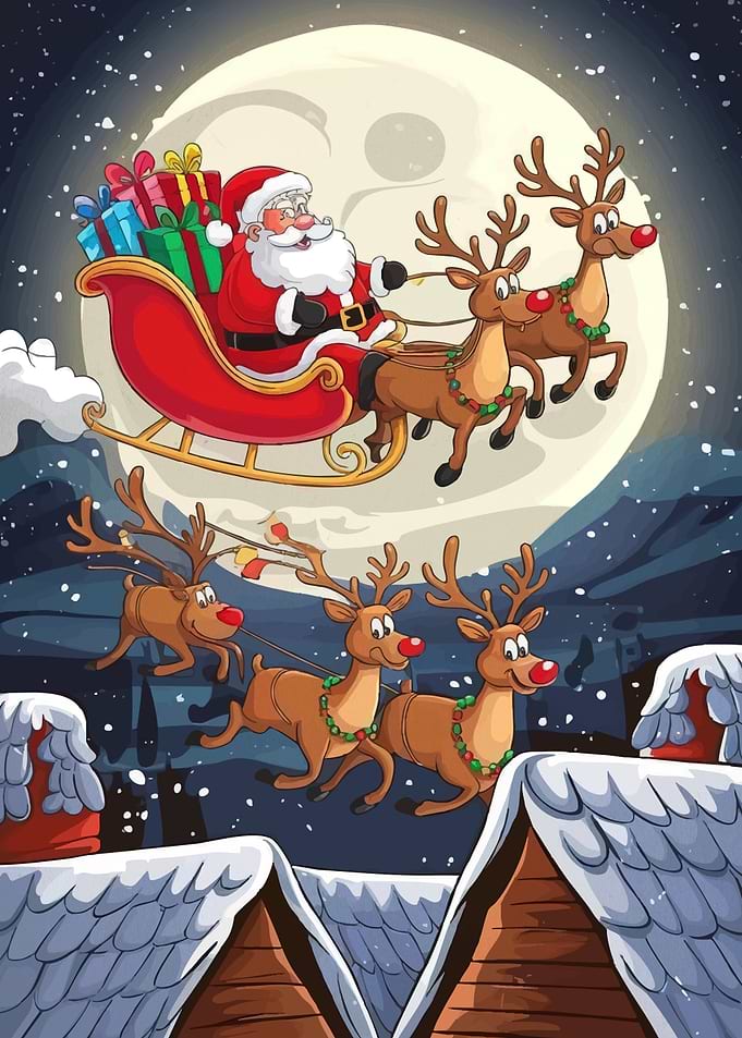 Santa Claus Reindeer Flying