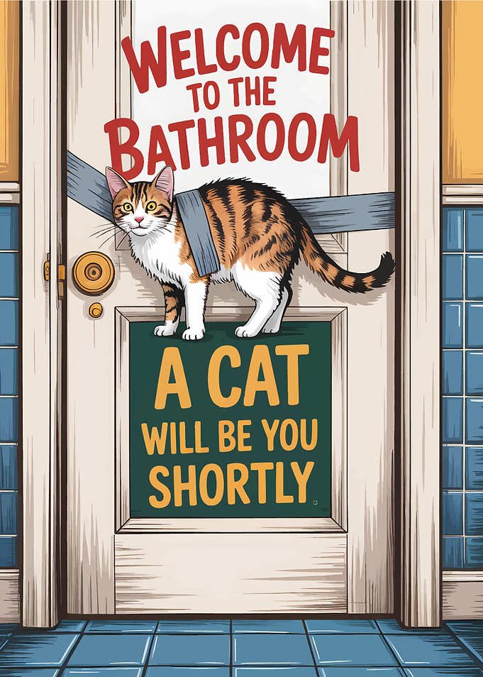 Welcome to the Bathroom Cat Art