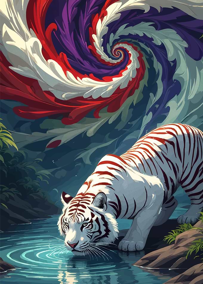 Tiger Drinking Water