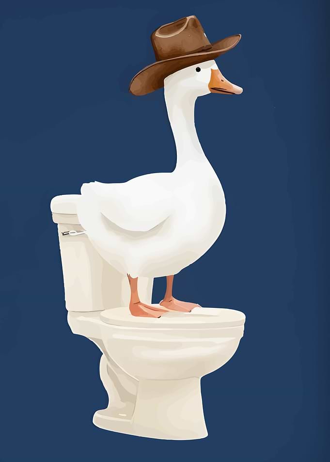 Cowboy Goose on Toilet