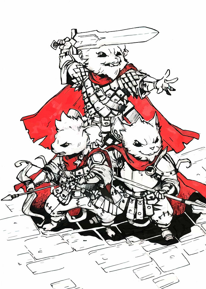 Anthropomorphic Cat Knights Illustration
