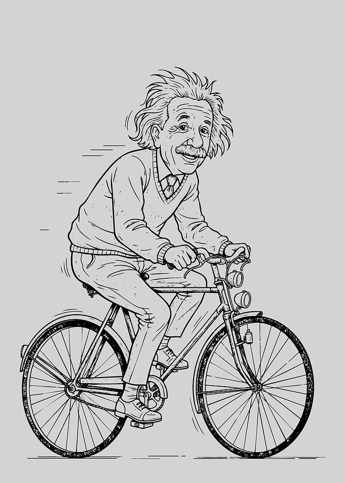 Einstein on a Bicycle Illustration